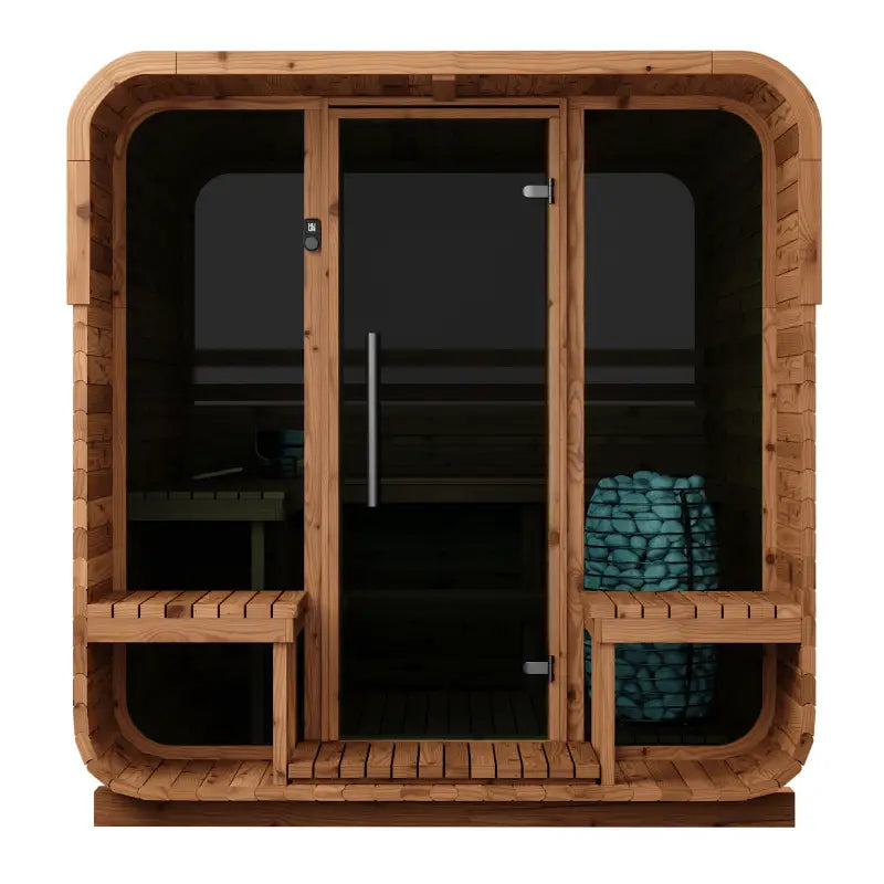 Thermory 6 Person Square Sauna No 40 DIY Kit with Terrace and Window
