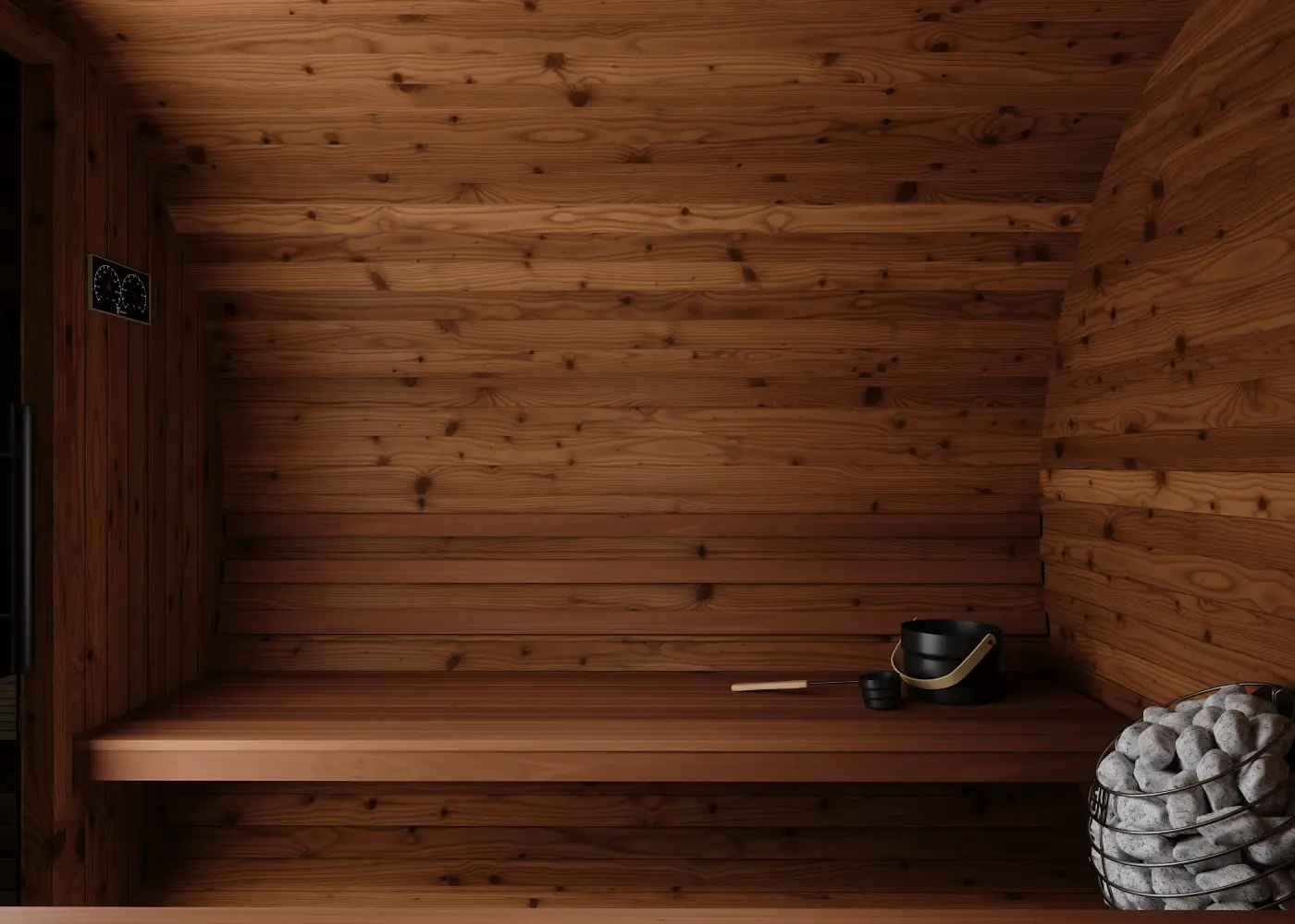 Thermory 6 Person Barrel Sauna No 83 DIY Kit with Terrace Thermally Modified Spruce Thermory Thermory_6_Person_Barrel_Sauna_No_83_DIY_Kit_with_Terrace_07.webp