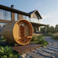 Turku Finnish Barrel Sauna with Terrace and WiFi Heater - Finnish Sauna Builders Natural,Walnut,Teak,Larch Finnish Barrel Saunas TurkuFinnishBarrelSaunawithTerrace-FinnishSaunaBuilders_6.webp