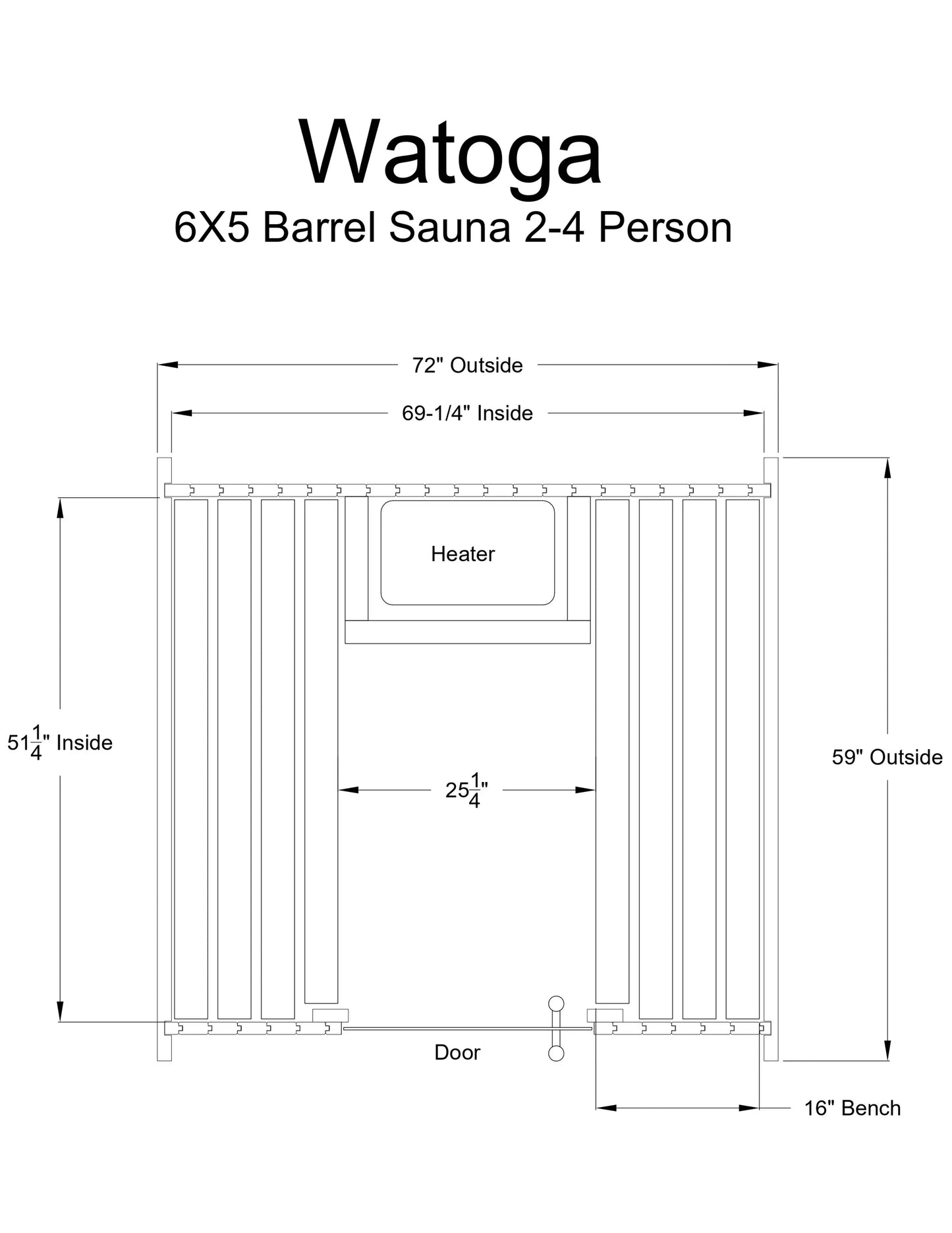 Almost Heaven Watoga 6x5 Classic Barrel Sauna (4-Person) Rustic Cedar,Onyx - Stained Southern Pine Almost Heaven Sauna WatogaLayoutDrawing_0e4d1828-ab51-43d0-a6aa-4c10db8b7f18.webp