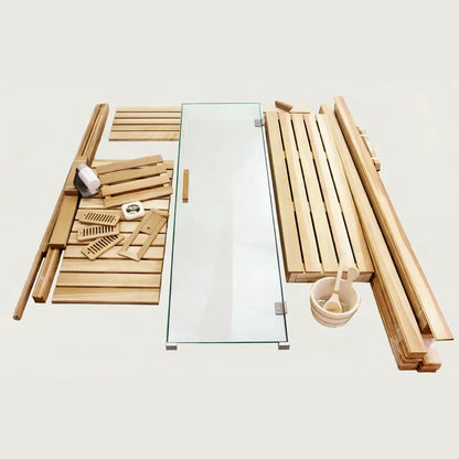 Custom Indoor Sauna Room - 3' x 4' x 8' - Finnish Sauna Builders Western Red Cedar / No Accessories / No Heater,Western Red Cedar / No Accessories / Harvia KIP45B 4.5KW with Built-in Control and Heater Stones,Western Red Cedar / No Accessories / Harvia KI