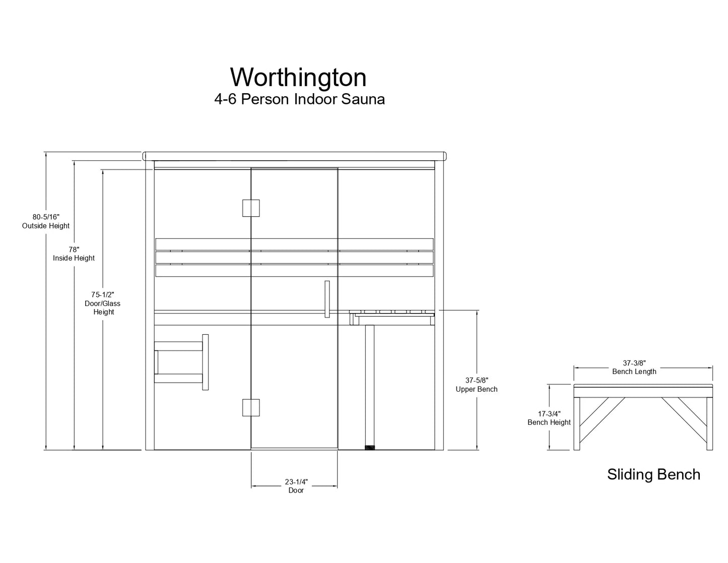 Almost Heaven Worthington Indoor Sauna Element Series - Nordic Spruce (4-Person) Almost Heaven Sauna WorthingtonFrontView.webp