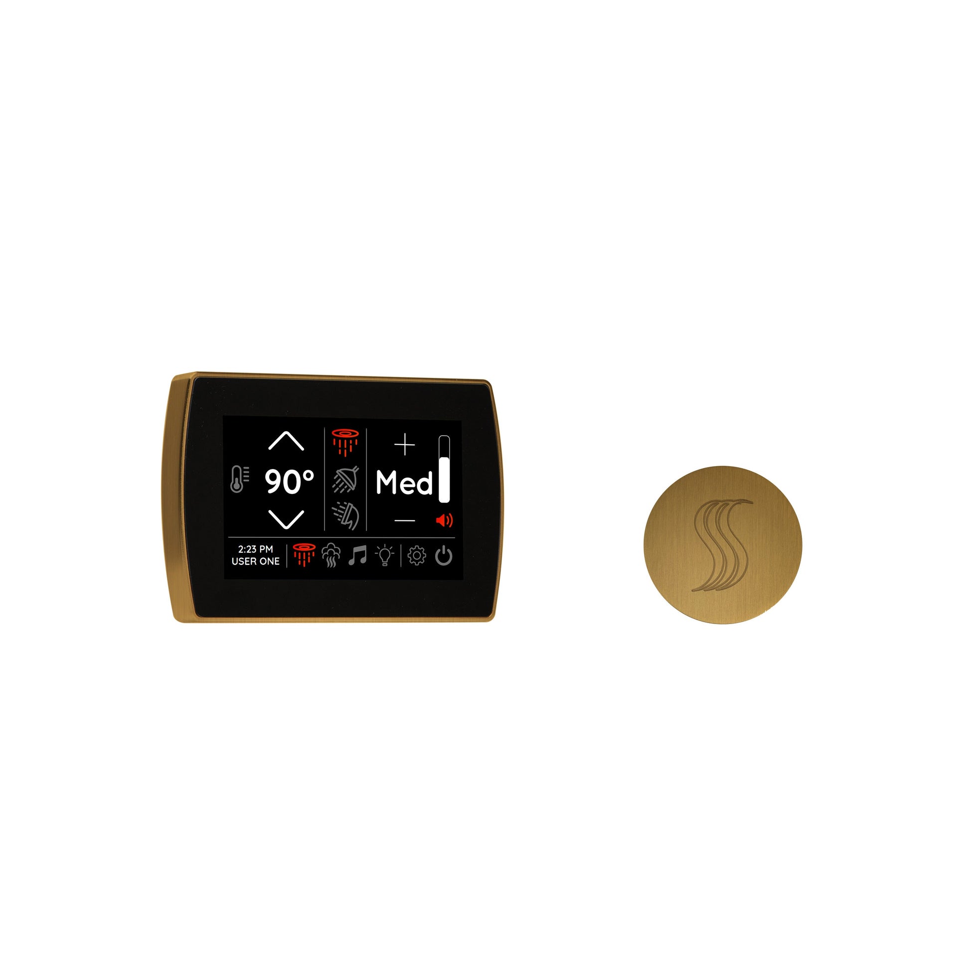 Day Spa Multi Room Steam System SignaTouch Control / Tier 2 — Control Kit (Control + Steam Head) / Antique Brass — Round Steam Head Thermasol stcm-svrd-ab_101f0621-66c0-4a8b-8ba6-a6a9c153f5c7.jpg