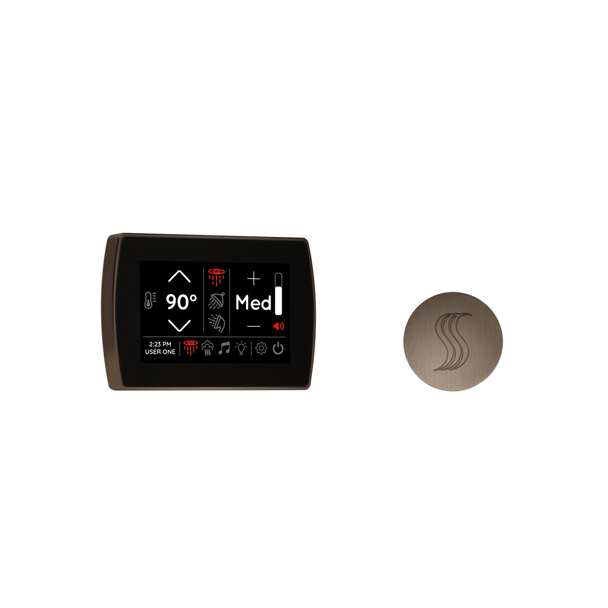 Day Spa Multi Room Steam System SignaTouch Control / Tier 2 — Control Kit (Control + Steam Head) / Antique Nickel — Round Steam Head Thermasol stcm-svrd-an_f14fb029-8448-4b69-8e90-967d7bda9932.jpg