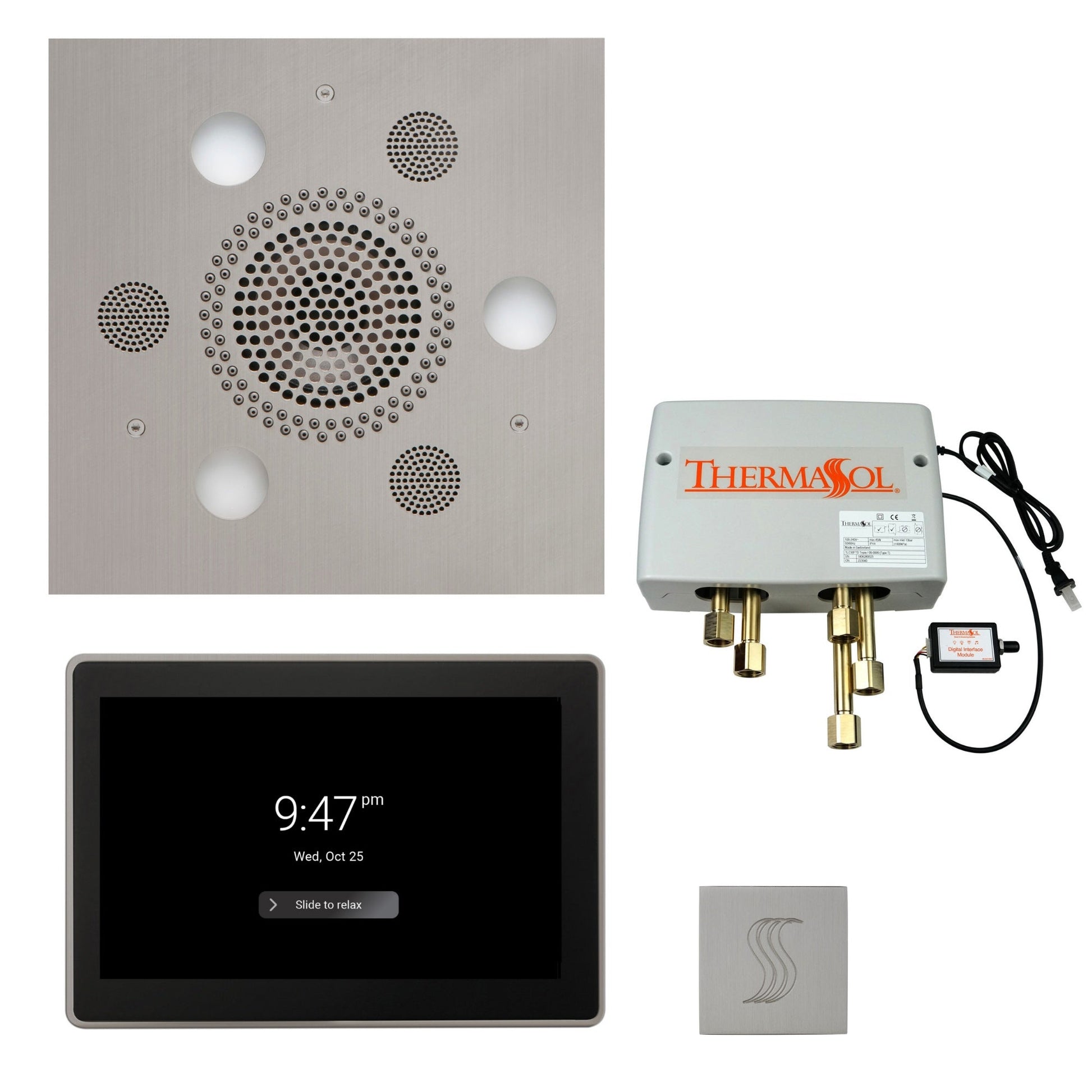 Total Wellness Package ThermaTouch2 15 — Serenity Advanced (Square) / Satin Chrome / No Steam Generator,ThermaTouch2 15 — Serenity Advanced (Square) / Satin Chrome / PRO Series III 84 (6kW),ThermaTouch2 15 — Serenity Advanced (Square) / Satin Chrome / PRO