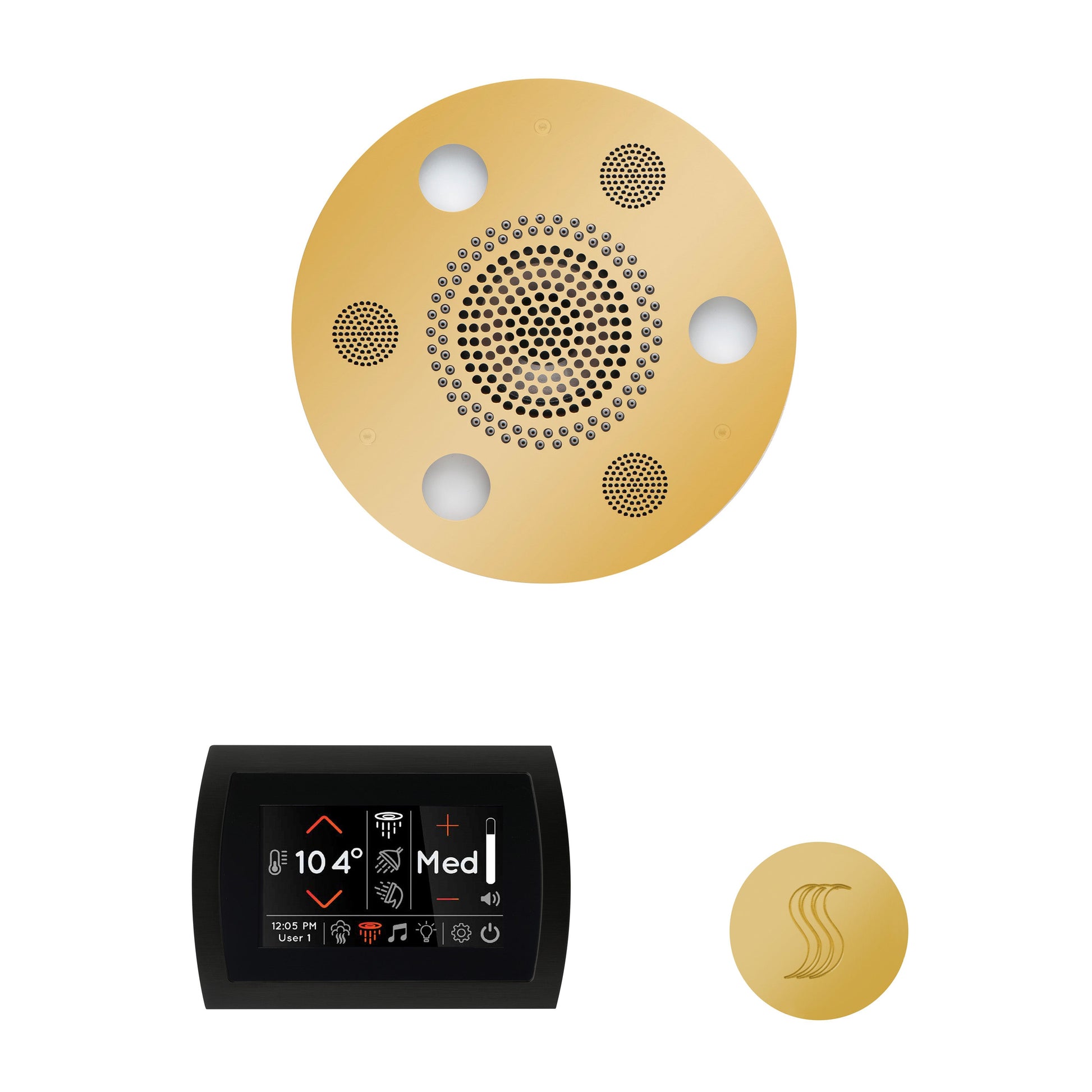 PRO Series III 750 Steam Generator (20kW) SignaTouch Control / Tier 4 — Wellness Steam Package (Serenity Rainhead) / Polished Gold — Round Rainhead Thermasol wstpsr-pg_24e26ee2-e5d4-467c-a630-241fdc62b655.jpg