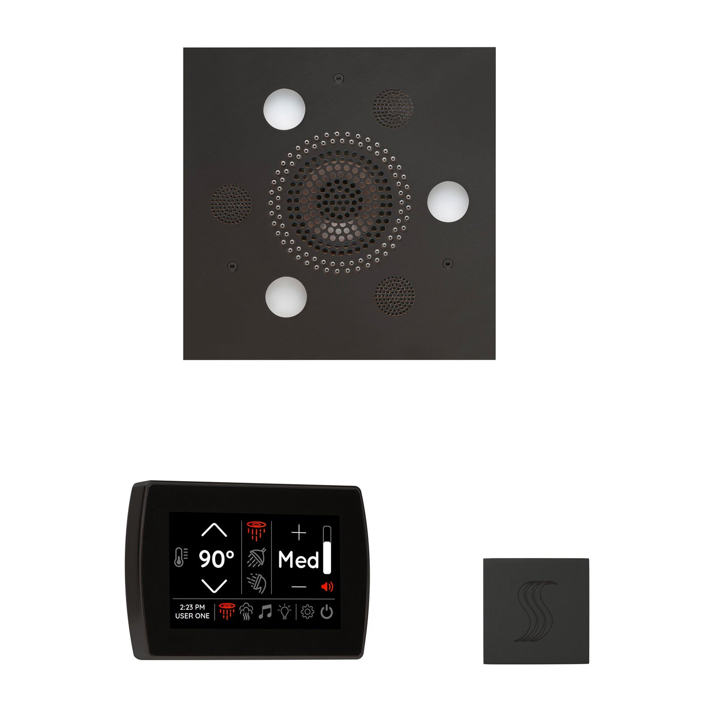 PRO Series III 140 Steam Generator (8kW) SignaTouch Control / Tier 4 — Wellness Steam Package (Serenity Rainhead) / Matte Black — Square Rainhead Thermasol wstpss-mb_2dffa85d-9518-449b-a464-cc377f1ff860.jpg