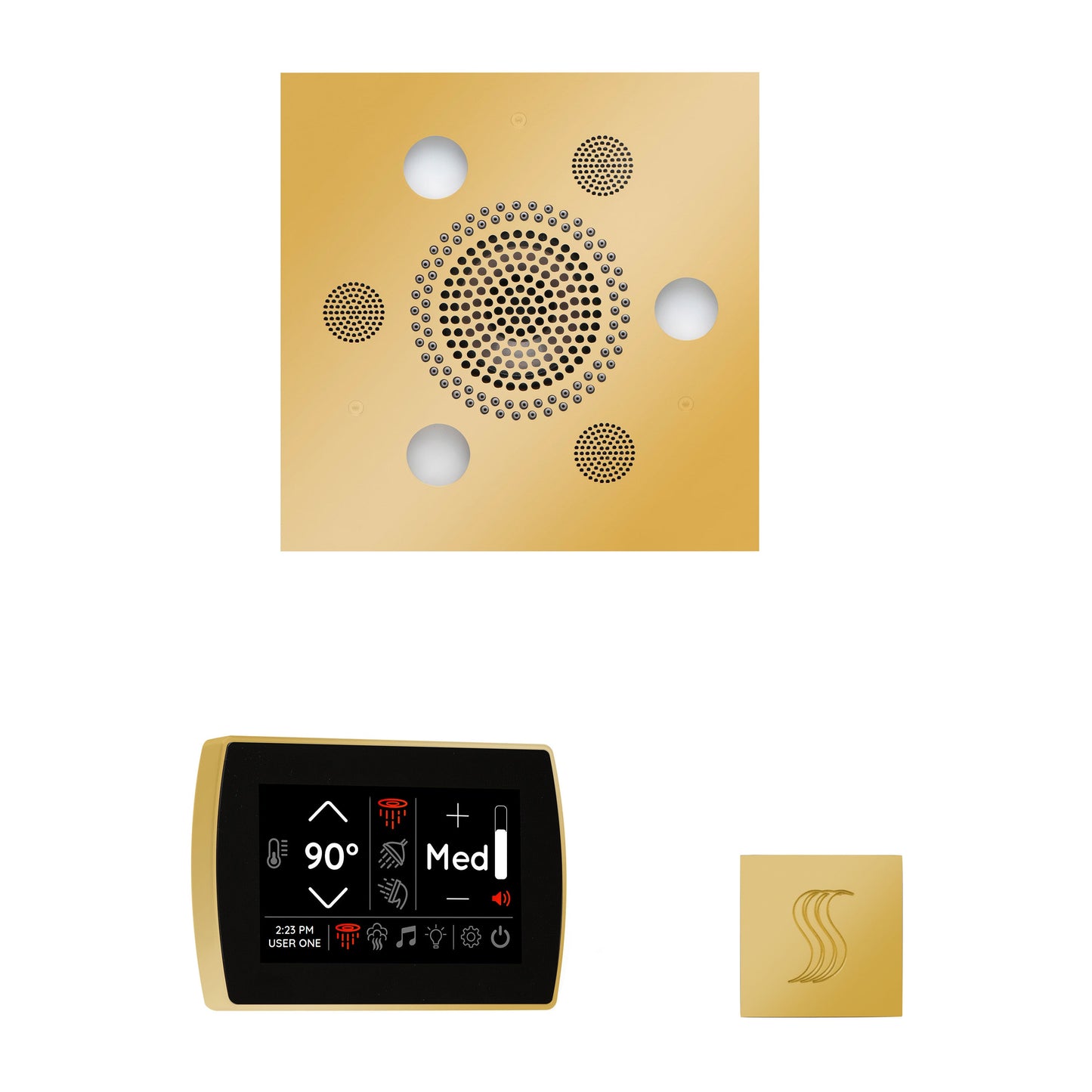 Day Spa Multi Room Steam System SignaTouch Control / Tier 4 — Wellness Steam Package (Serenity Rainhead) / Polished Gold — Square Rainhead Thermasol wstpss-pg_efc868c8-a063-4130-8a04-d7da727444bc.jpg
