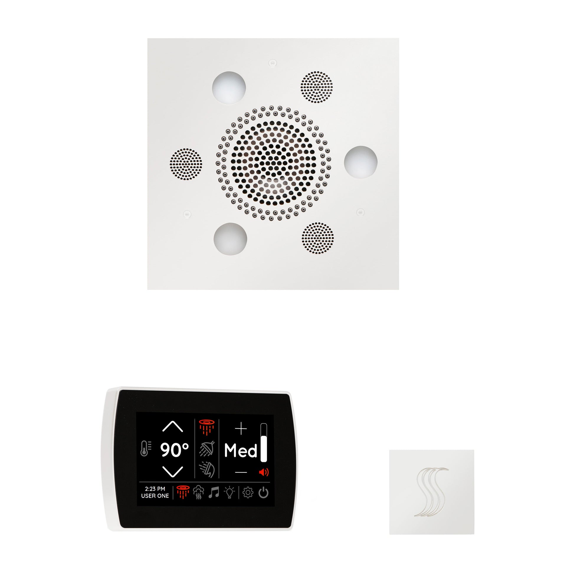 Day Spa Multi Room Steam System SignaTouch Control / Tier 4 — Wellness Steam Package (Serenity Rainhead) / White — Square Rainhead Thermasol wstpss-wht_ae8d47d1-c40a-4a47-b022-c58ac5622db0.jpg